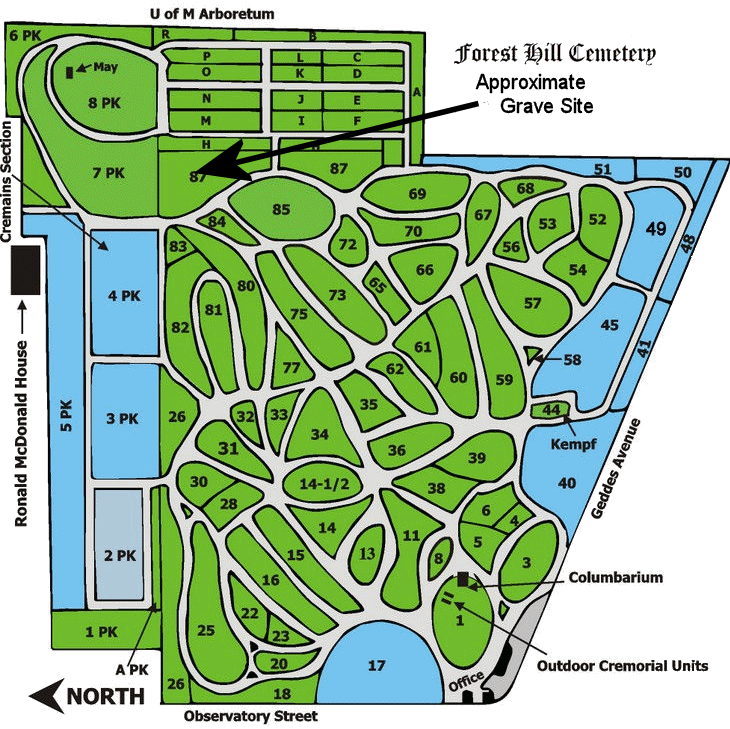 Map of Frsinger grave location