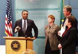 Executive Sims recognizes the efforts of Issaquah Mayor Ava Frisinger, King County Councilmember Larry Phillips and Washington State Commissioner of Public Lands Jennifer Belcher in the development of the TDC program and the purchase of the 120-acre Mitchell Hill property.